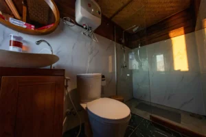 Ensuite bathroom in a middle deck cabin aboard Neomi Cruise