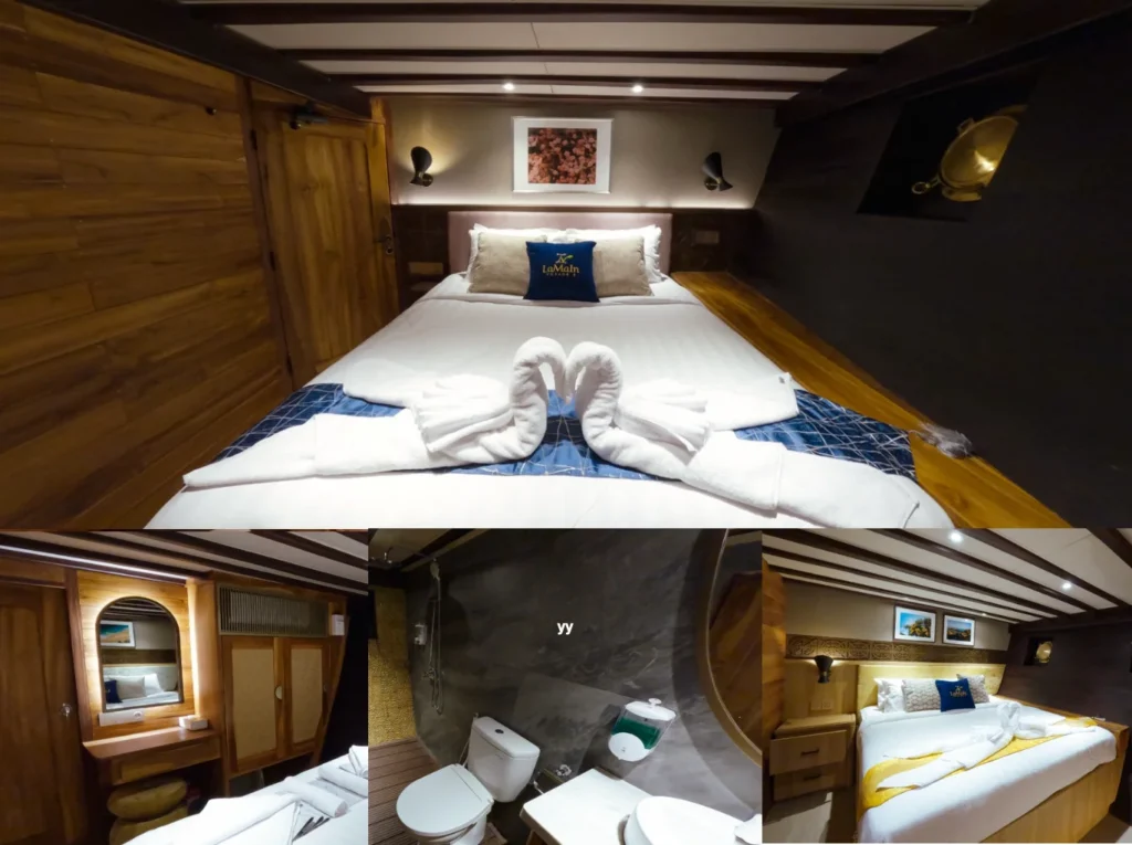 Petra, Colosseum, Taj Mahal and Pyramid lower-deck cabin photo set aboard Lamain Voyage 2
