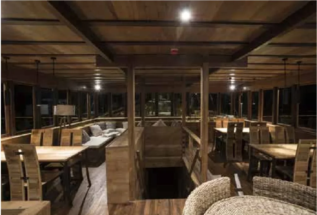 Indoor lounge aboard Tiare Cruise