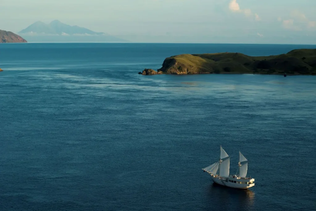 Aerial view of Alexa cruising in eastern Indonesia