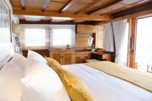 Seating area inside the Kei owner cabin of Aliikai Voyage
