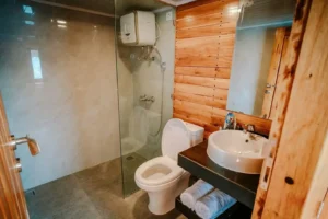 Private bathroom of upper deck cabin 2 aboard Alore