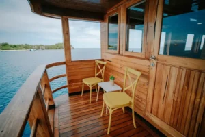 Private balcony of upper deck cabin 3 aboard Alore