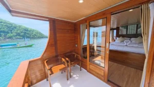 Private balcony of a Suite Panoramic cabin aboard Arfisyana 2