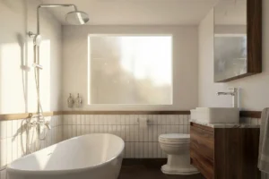Private Master Cabin bathroom with bathtub aboard Aura Suci