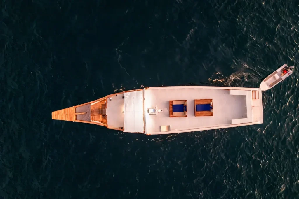 View from the 360-degree rooftop deck aboard Ayvara
