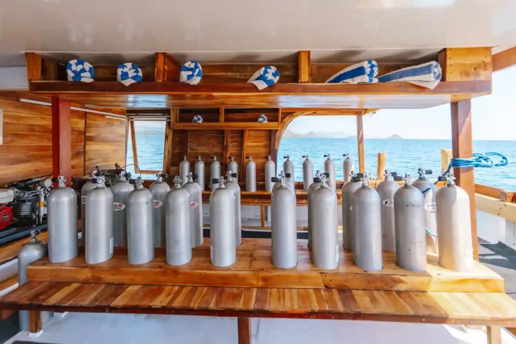 Dive deck aboard Baraka phinisi in Komodo