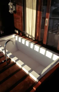 Private bathtub in the Behike Master Panoramic Balcony cabin