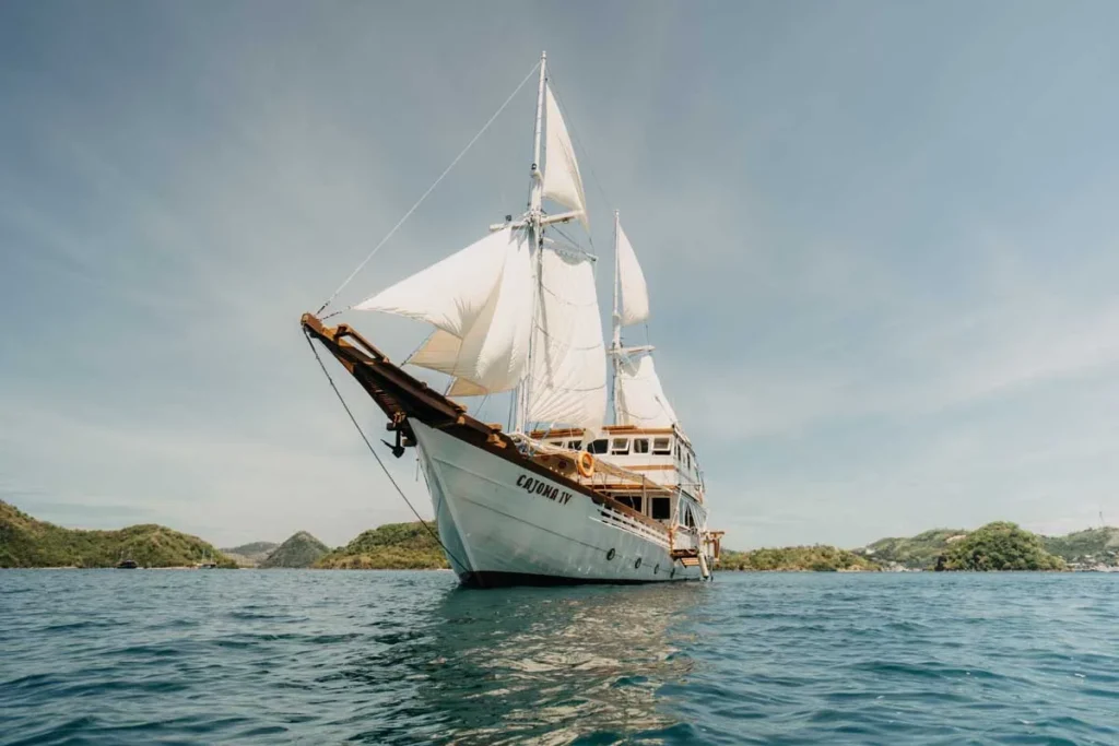 Cajoma IV phinisi cruising with sails raised
