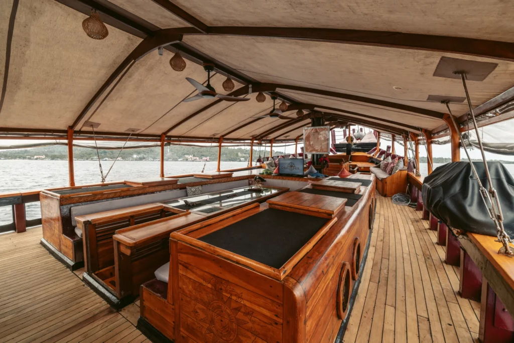 Main deck side walkway aboard Calico Jack