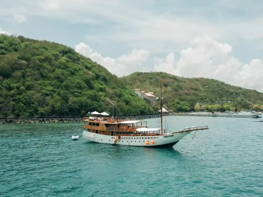 Carnaby 02 at anchor off an island in Komodo National Park