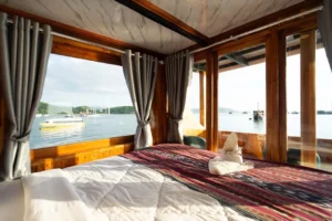Second view of a double-bed master cabin aboard Carnaby