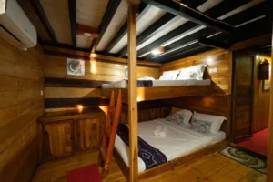 Sharing bunk-bed cabin aboard Carnaby