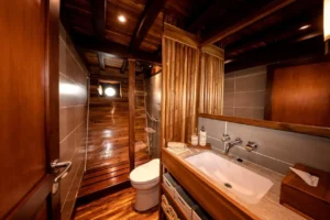 Ensuite bathroom of a lower-deck cabin aboard Coralia