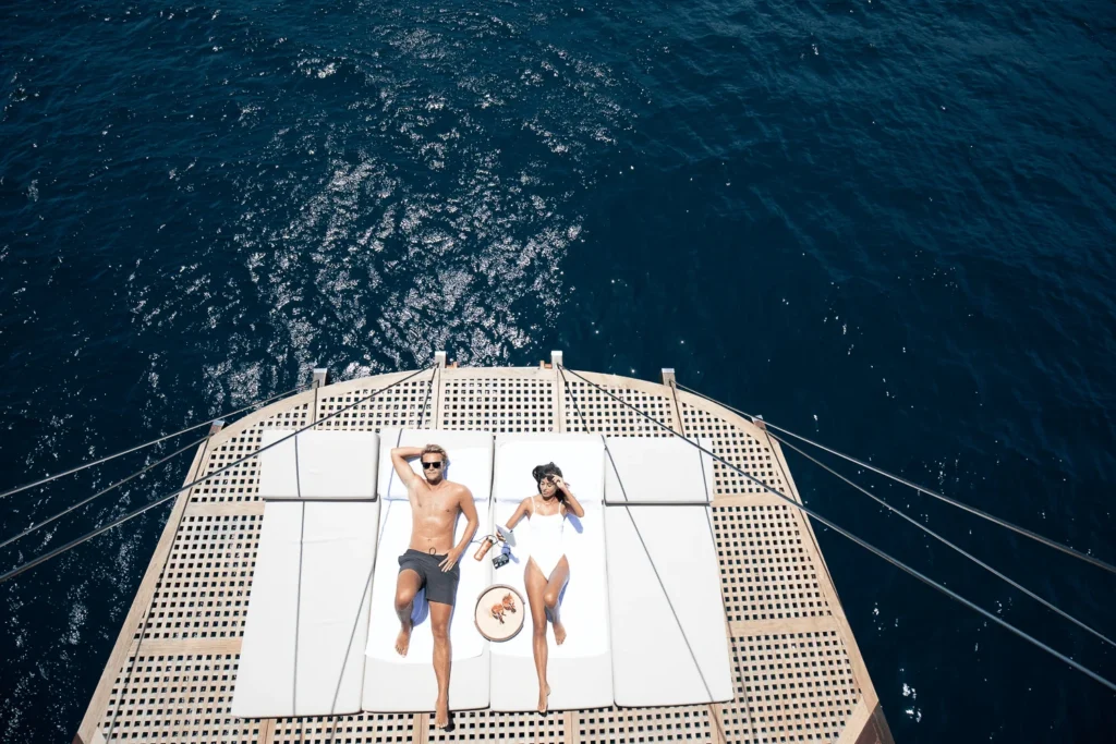 Sun loungers on the Dunia Baru upper deck