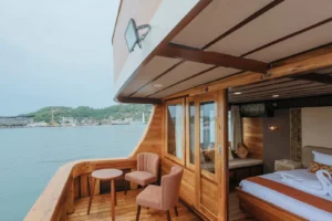 Private balcony off the Master Cabin aboard Elrora Liveaboard