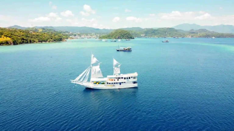 Giona phinisi viewed from the water in Komodo