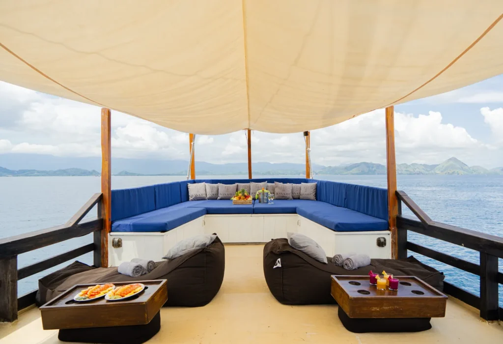 Dining area aboard Ikan Kayu