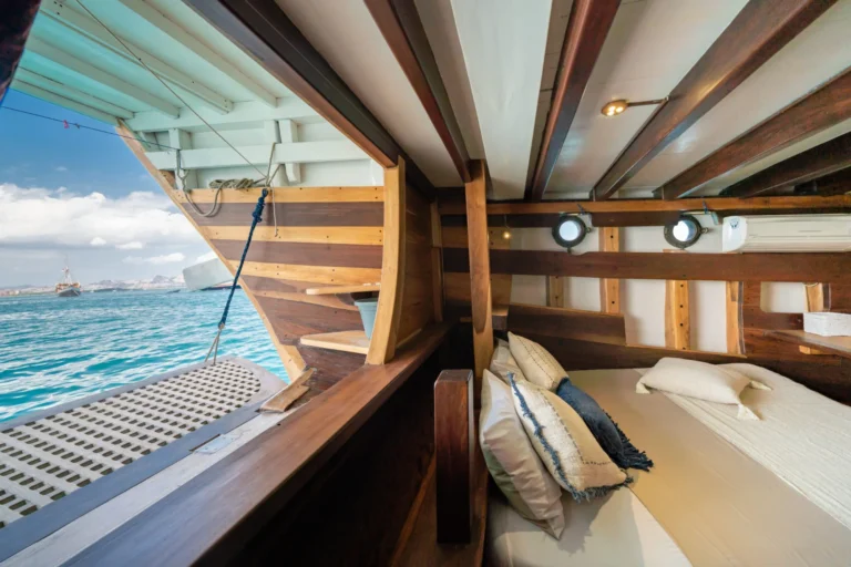 Dewi Sri aft cabin opening onto its private sea-level terrace