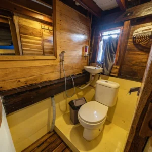Private freshwater-shower bathroom in a Jaya Double Cabin