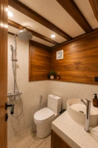 Ensuite bathroom of the Deluxe Stateroom aboard KAI Voyage