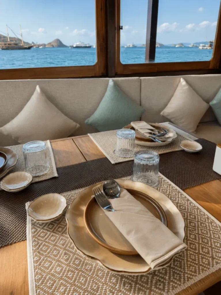 Second view of the dining area aboard the KAI Voyage phinisi