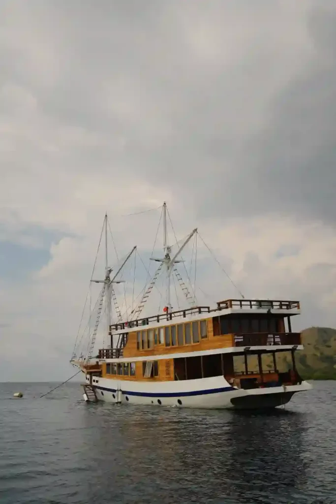 Bow of Kanthaka seen from the water in Komodo National Park