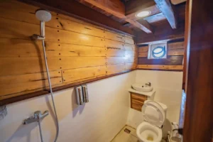 Ensuite bathroom for a Superior cabin aboard Lamborajo 2