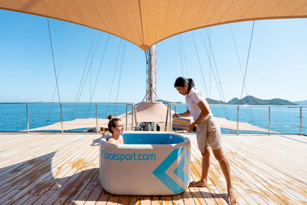 Upper deck seating aboard Lamima