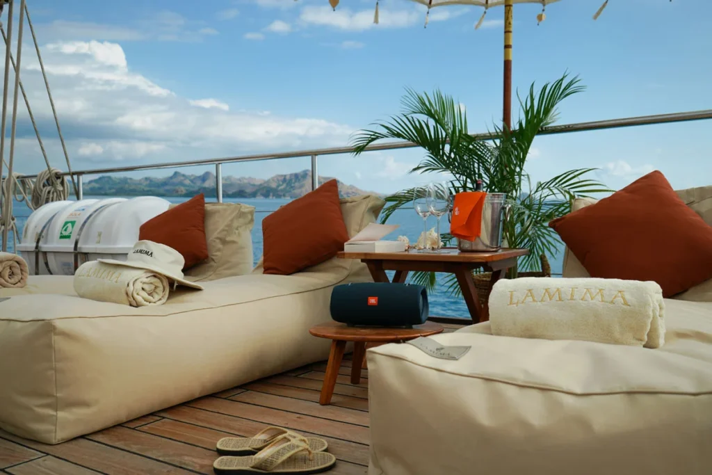 Open sundeck aboard Lamima