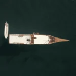 Aerial exterior view of Lanakila Cruise phinisi in Komodo