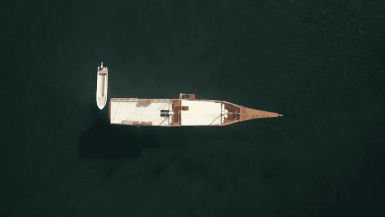 Aerial exterior view of Lanakila Cruise phinisi in Komodo