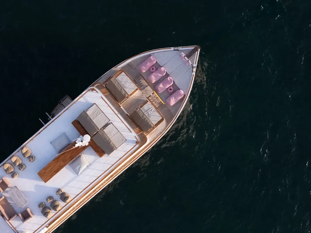 Le Costa yacht seen from the water