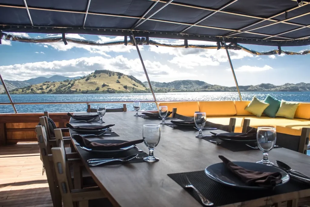 Teak interior aboard Magia II
