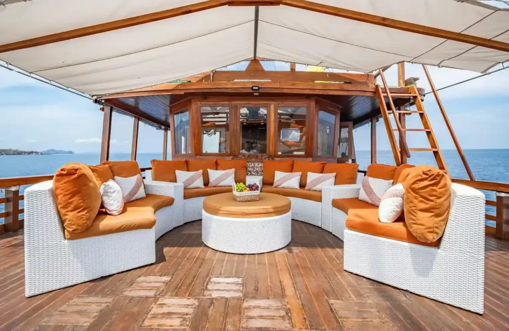 Outdoor chill area aboard Magika