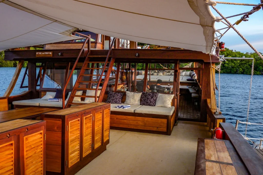 Covered aft lounge aboard Majik