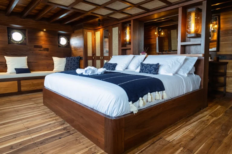 Wide view of the forward Master Cabin aboard Majik