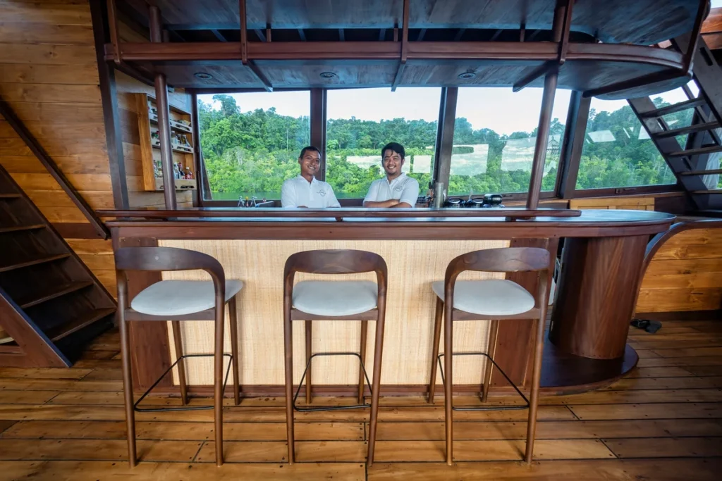 Open galley and bar aboard Majik