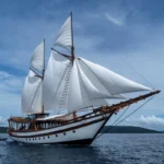 Majik phinisi under full sail in Indonesia