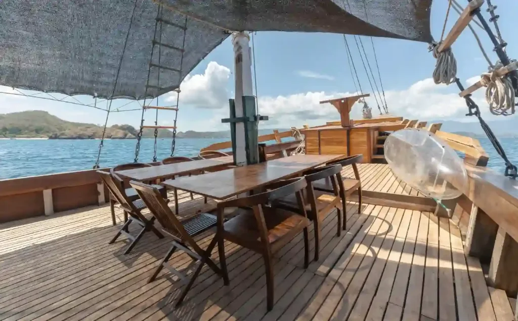 Spacious sundeck on Marea with open views over the water