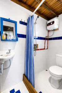 Ensuite bathroom in a Superior cabin aboard Mari