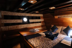 Fittings and woodwork in Double Cabin 2 aboard Moana Cruising