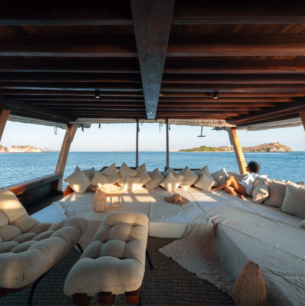 Chill lounge seating aboard Nataraja