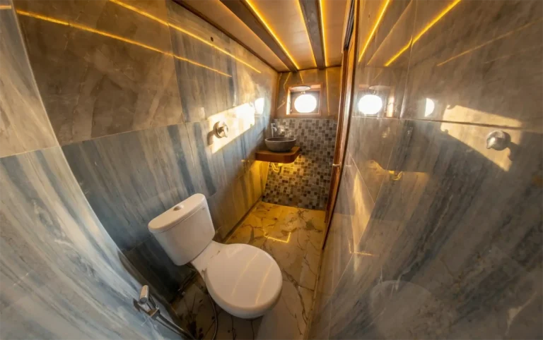 Private bathroom in the Lagoon Cabin aboard Naturalia Cruise