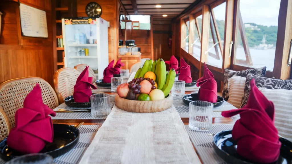 Navila interior dining 02 aboard Navila phinisi