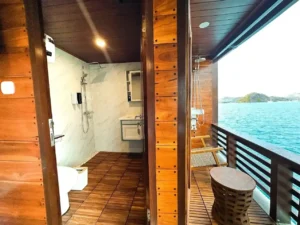 Private balcony and sea view from the Junior Suite aboard Neptune Cruise