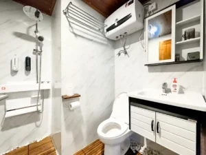 Private bathroom in the Junior Suite aboard Neptune Cruise