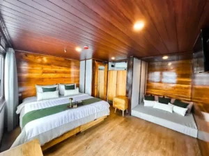 Junior Suite cabin aboard Neptune Cruise with queen bed