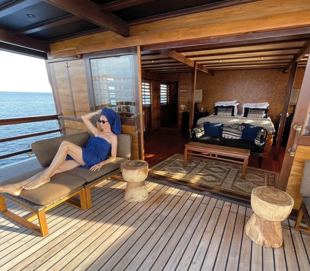 Private sea-view terrace adjoining the VIP suite aboard Ocean Pure 1