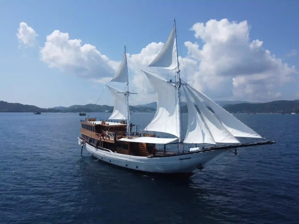 Side profile of Panrita showing the 38-metre hull and 8-metre beam